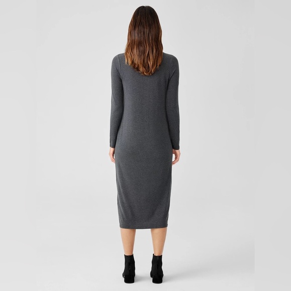 NWT Eileen Fisher Fine Jersey Jewel Neck Dress - Picture 3 of 8
